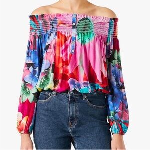 NWT Desigual by C. Lacroix Travis Floral Multicolor Off The Shoulder Blouse L